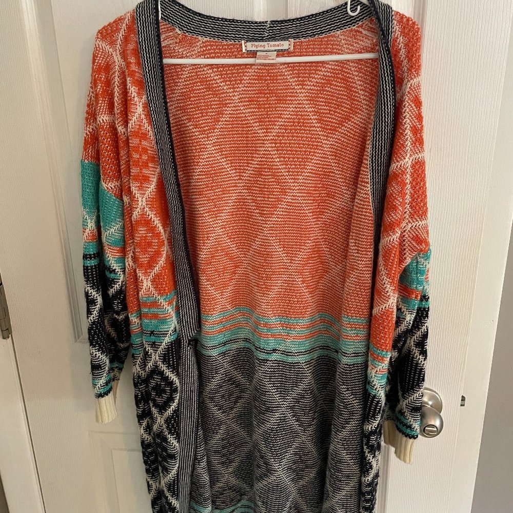 Navy and Orange Cardigan (Flying Tomato Large)
